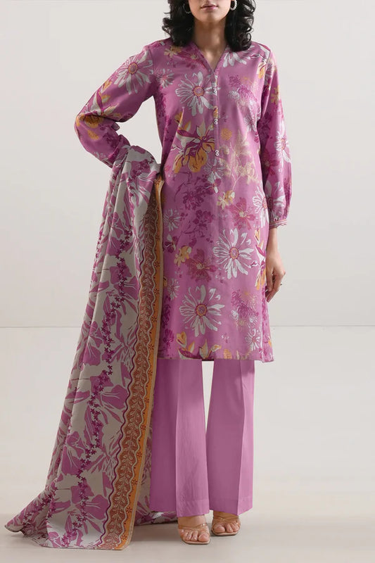 Saya 3pc Unstitched Khaddar Suit | Pink