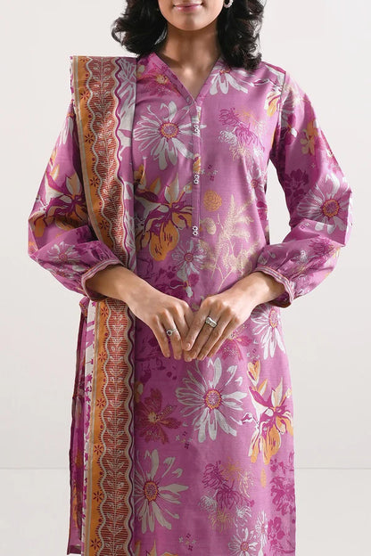 Saya 3pc Unstitched Khaddar Suit | Pink