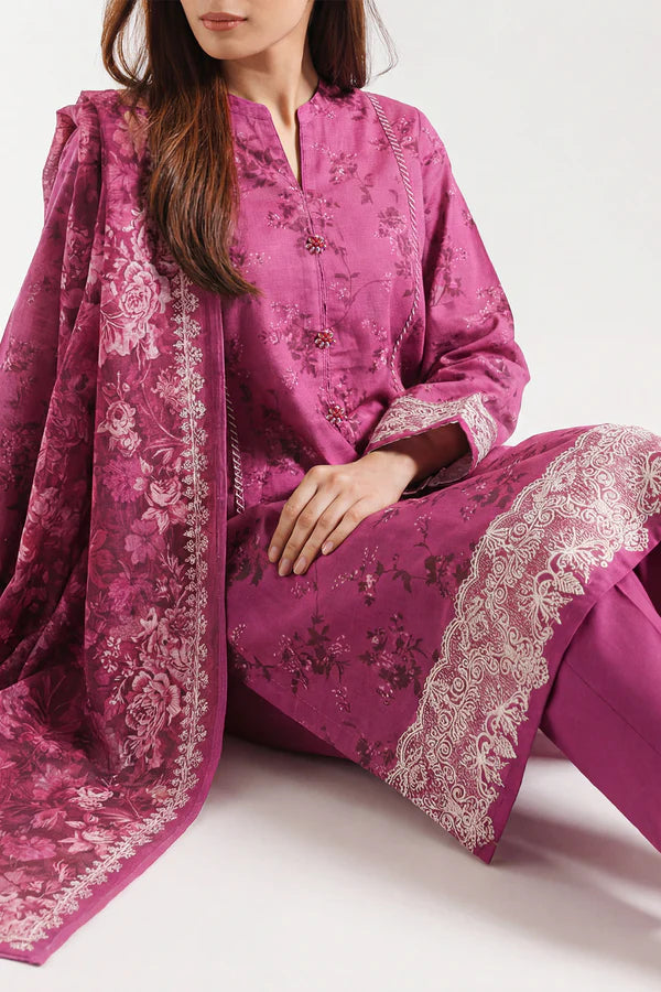 Plum | Saya 3pc Unstitched Lawn Suit