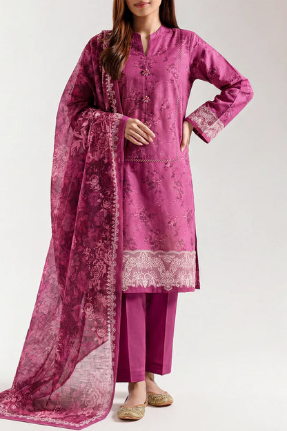 Plum | Saya 3pc Unstitched Lawn Suit