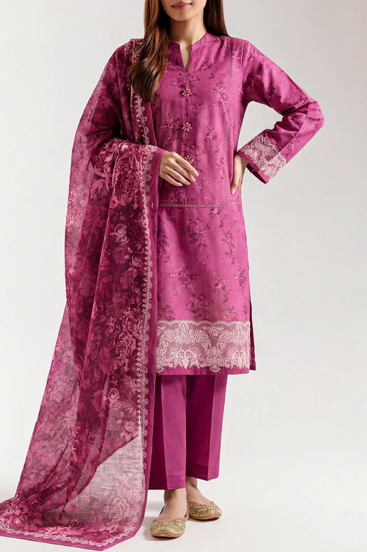 Plum | Saya 3pc Unstitched Lawn Suit