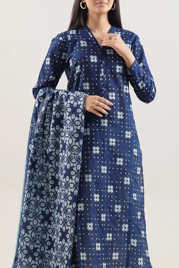 Blue | Saya 3pc Unstitched Lawn Suit
