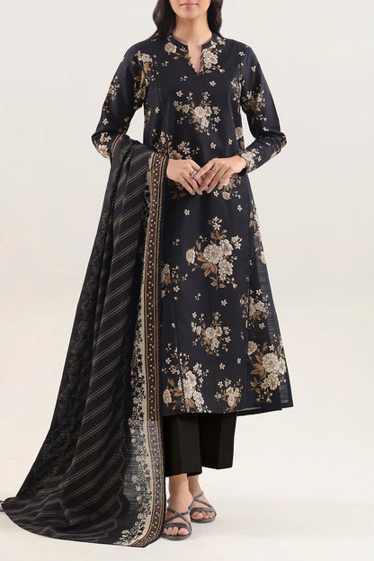 Saya 3pc Unstitched Khaddar Suit | Black