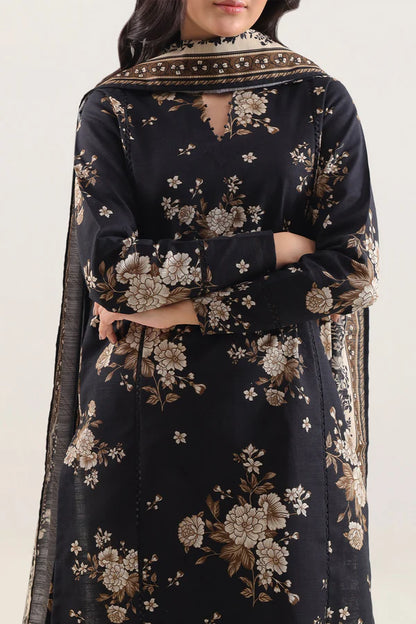 Saya 3pc Unstitched Khaddar Suit | Black