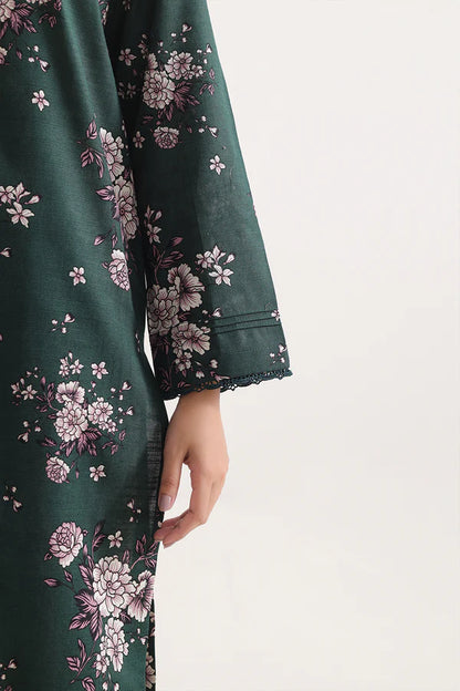 Saya 3pc Unstitched Khaddar Suit | Dark Green