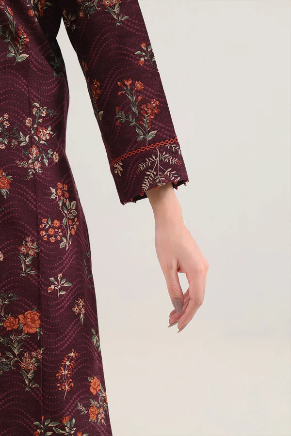Saya 3pc Unstitched Khaddar Suit | Maroon