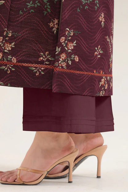 Saya 3pc Unstitched Khaddar Suit | Maroon
