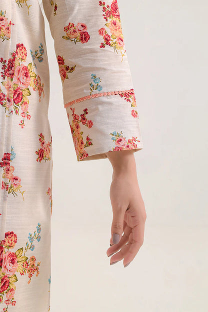 Saya 3pc Unstitched Khaddar Suit | Pastel Peach