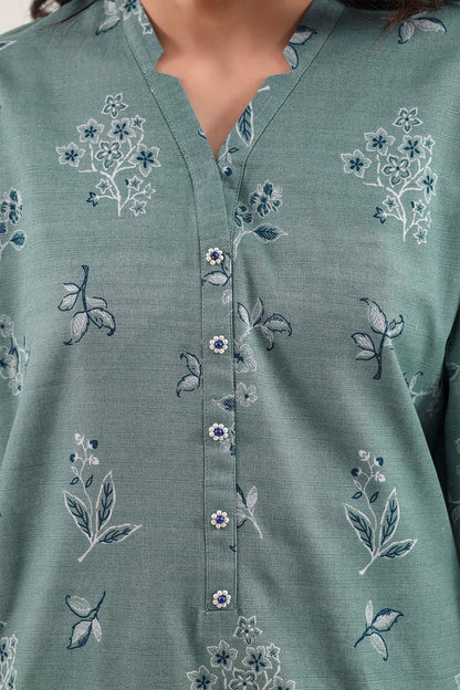 Close-up of the Khaddar weave texture on the Saya 3pc Unstitched Khaddar Suit