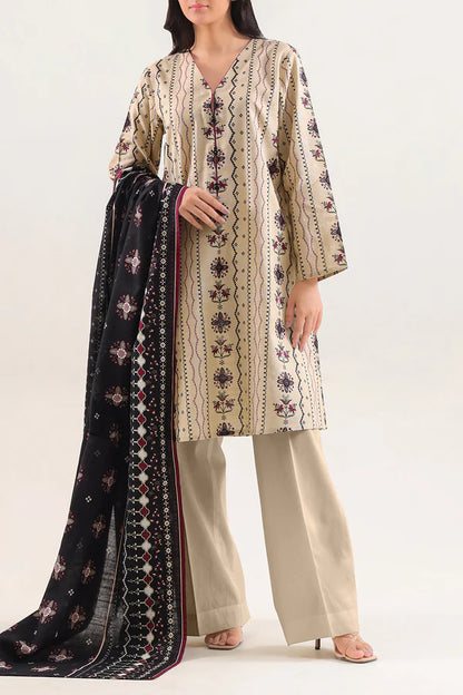 Saya 3pc Unstitched Khaddar Suit | Beige
