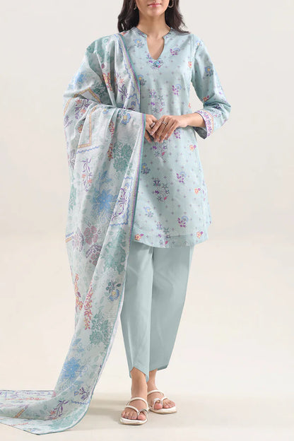 Saya 3pc Unstitched Khaddar Suit | Sea Green