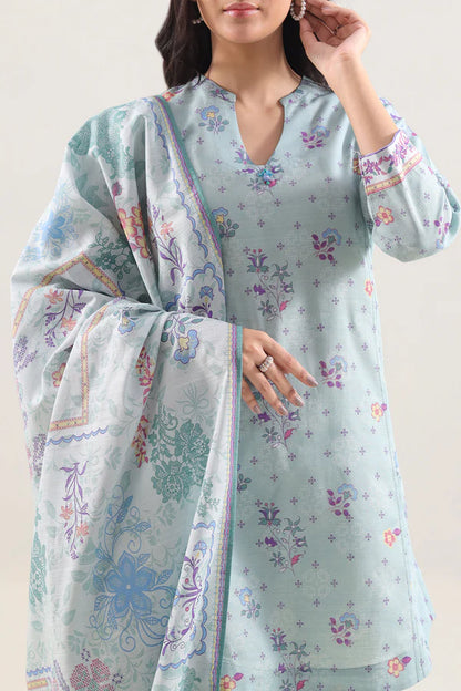 Saya 3pc Unstitched Khaddar Suit | Sea Green