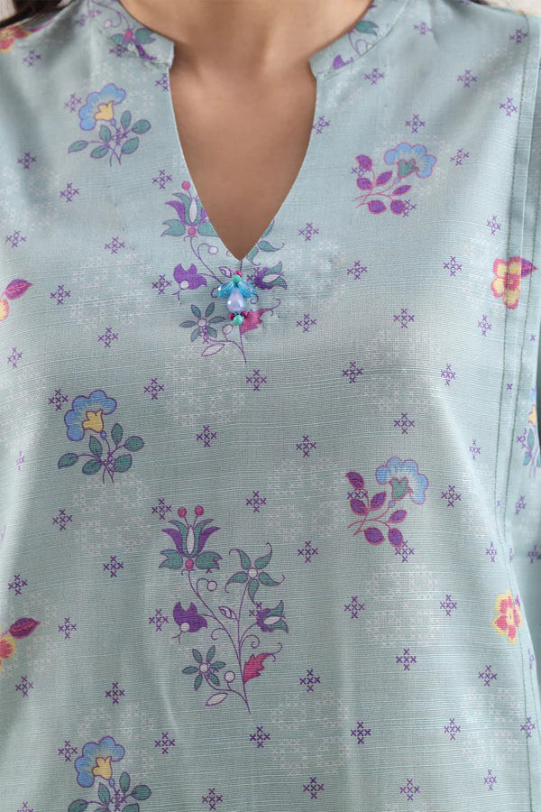 Saya 3pc Unstitched Khaddar Suit | Sea Green