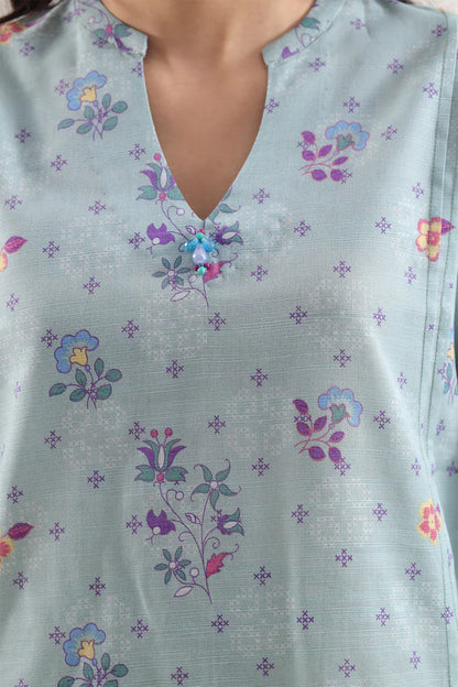 Saya 3pc Unstitched Khaddar Suit | Sea Green