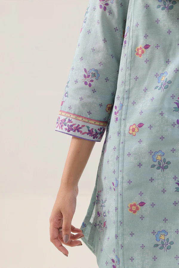 Saya 3pc Unstitched Khaddar Suit | Sea Green