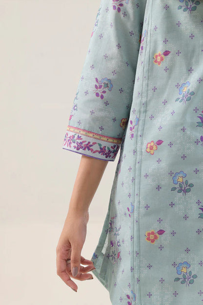 Saya 3pc Unstitched Khaddar Suit | Sea Green