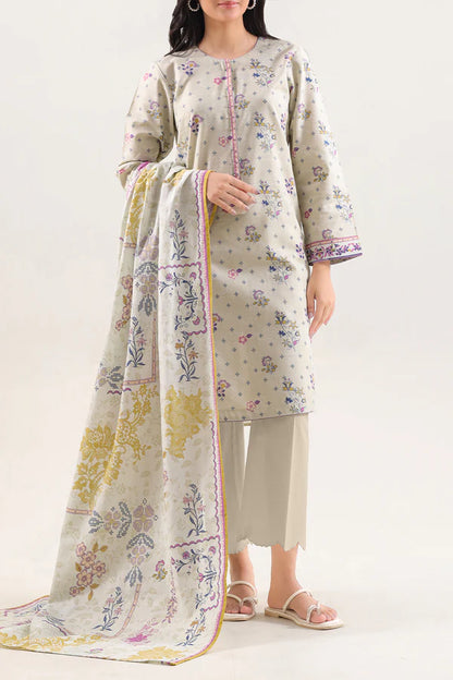 Model wearing the Saya 3pc Unstitched Khaddar Suit