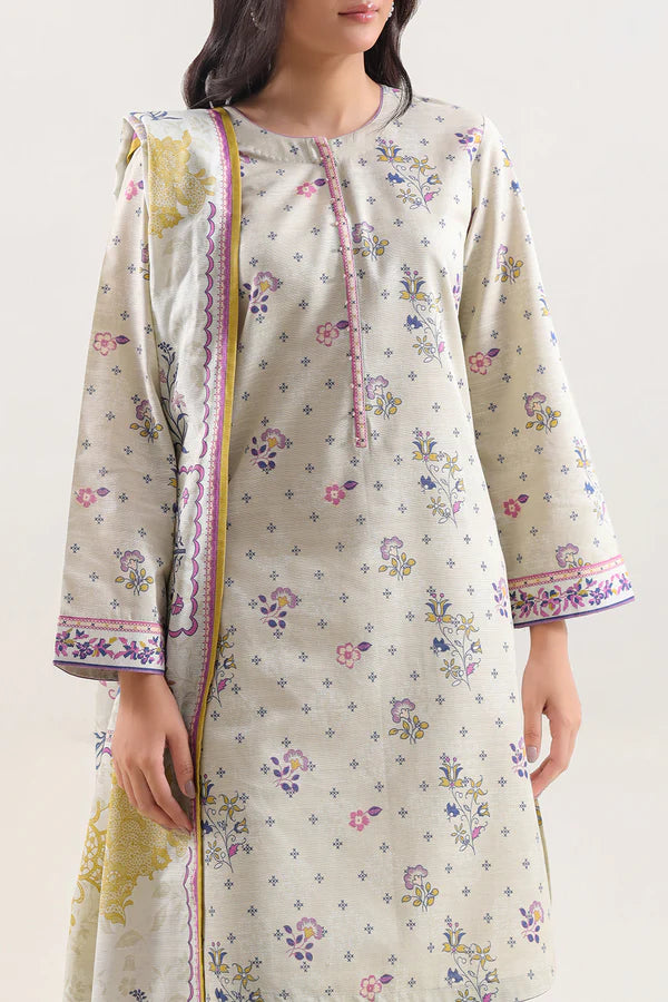 Close-up of the Khaddar weave texture on the Saya 3pc Unstitched Khaddar Suit