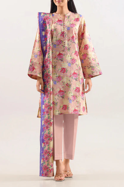 Peach | Saya 3pc Unstitched Lawn Suit