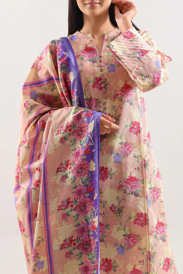 Peach | Saya 3pc Unstitched Lawn Suit