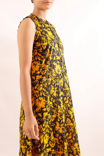 Model wearing Saya 2PC Unstitched Lawn Suit