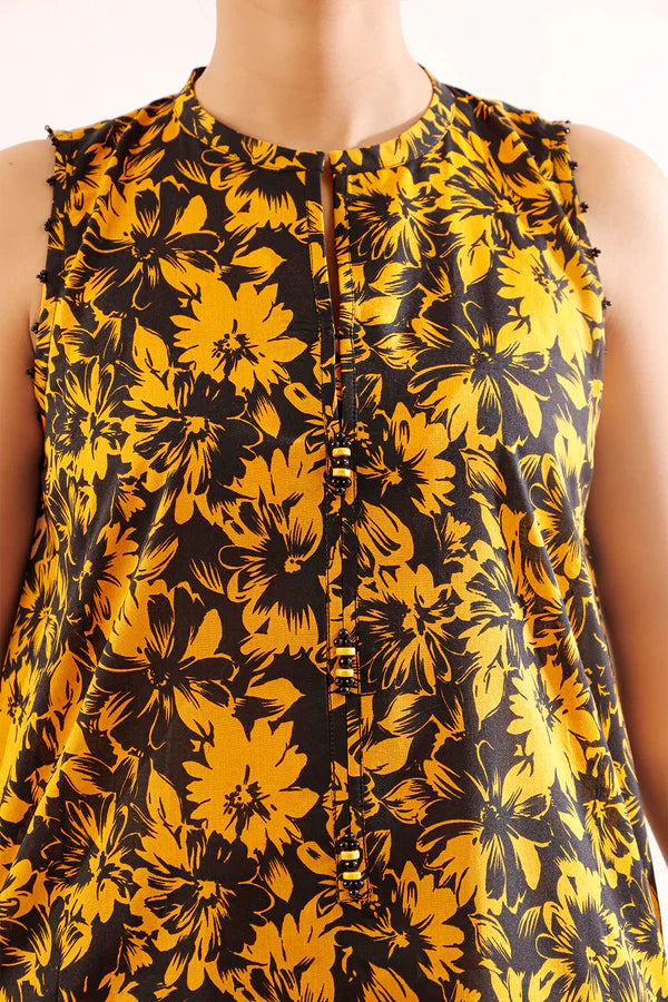 Model wearing Saya 2PC Unstitched Lawn Suit