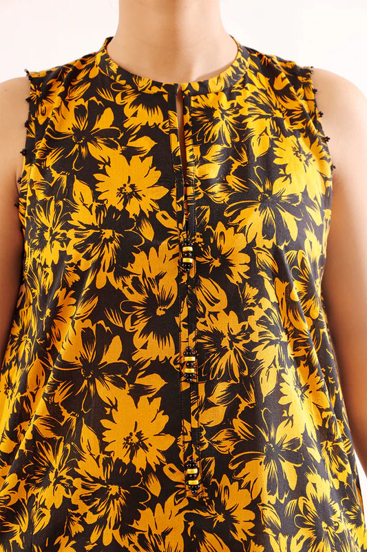 Model wearing Saya 2PC Unstitched Lawn Suit