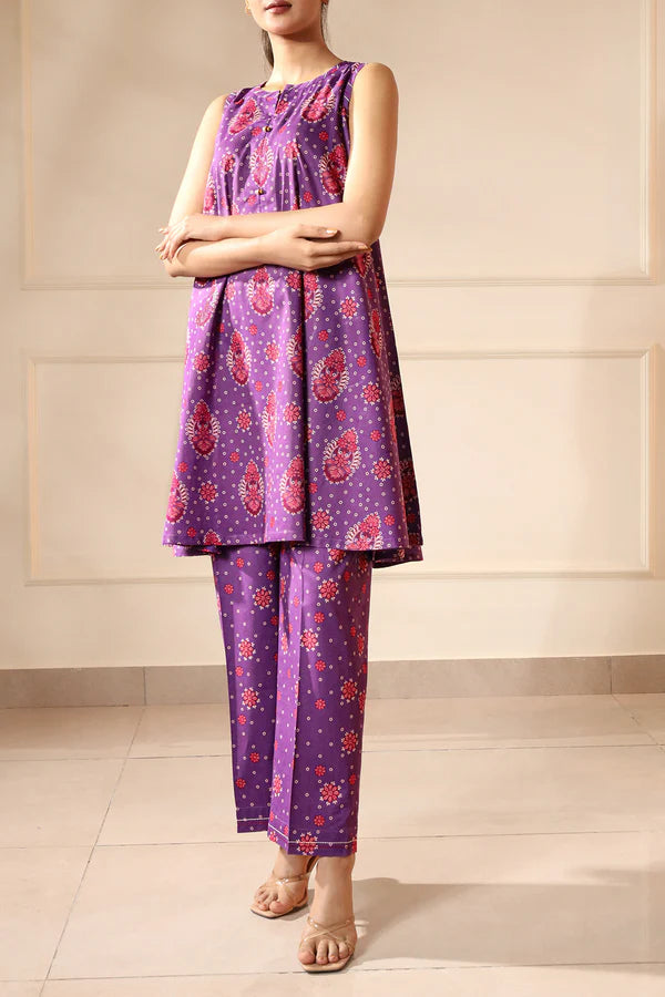 Saya 2pc Unstitched Lawn Suit | Mauve