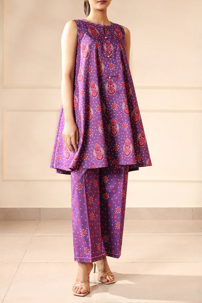 Saya 2pc Unstitched Lawn Suit | Mauve