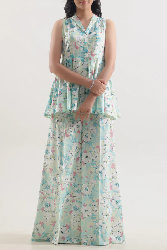 Saya 2pc Unstitched Lawn Suit | Mint Green