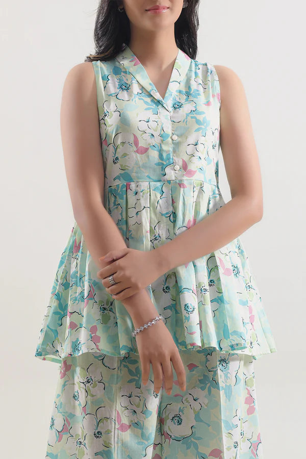 Saya 2pc Unstitched Lawn Suit | Mint Green