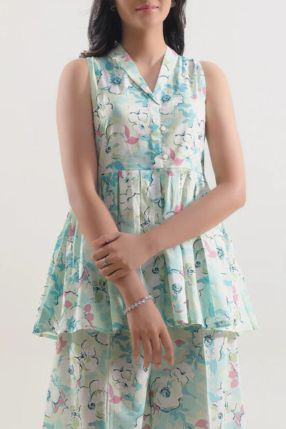 Saya 2pc Unstitched Lawn Suit | Mint Green