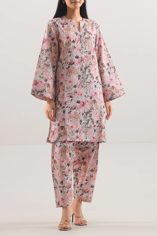 Saya 2pc Unstitched Lawn Suit | Baby Pink