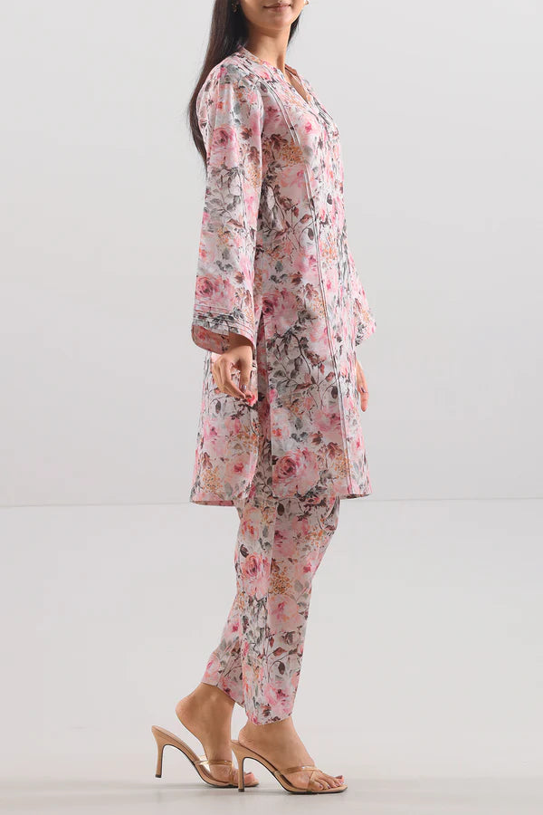 Saya 2pc Unstitched Lawn Suit | Baby Pink