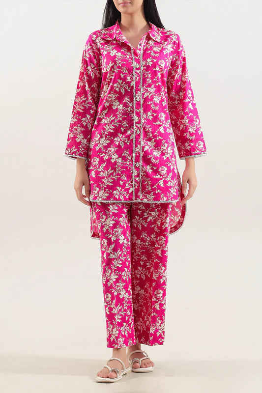 Model wearing Saya 2pc Unstitched Lawn Suit