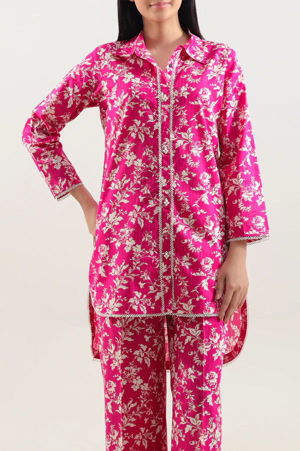 Model wearing Saya 2pc Unstitched Lawn Suit