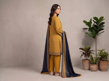 Mustard | Khaadi 3pc Unstitched Lawn Suit