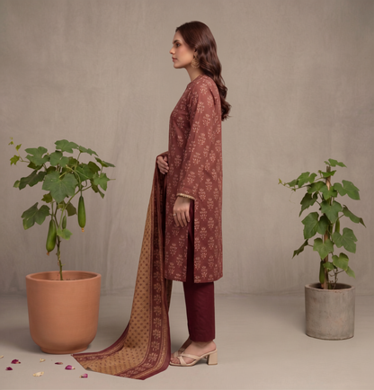 Red | Khaadi 3pc Unstitched Lawn Suit