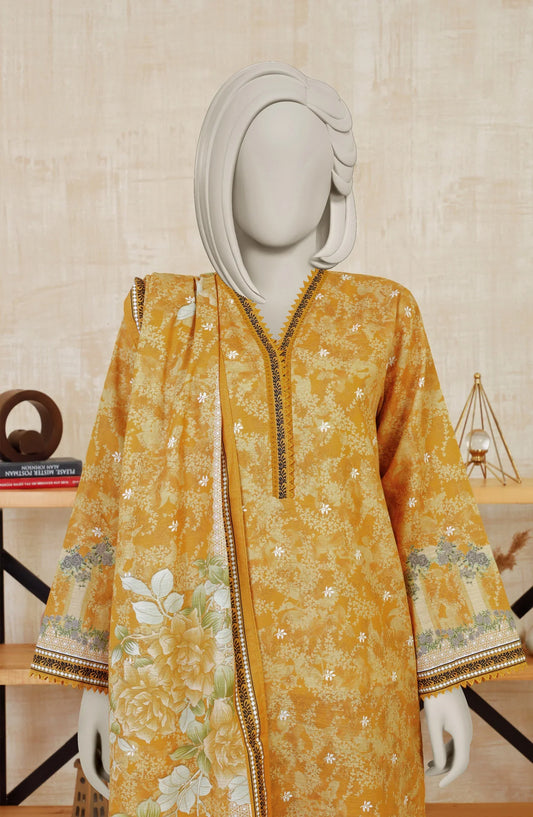 Yellow | Mtj-Tariq Jamil 3pc Unstitched Khaddar Suit