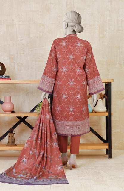 Rust | Mtj-Tariq Jamil 3pc Unstitched Khaddar Suit