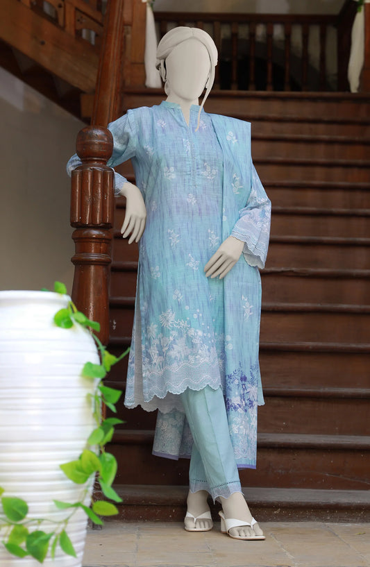 Sky Blue | Mtj-Tariq Jamil 3pc Unstitched Khaddar Suit