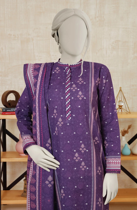 Purple | Mtj-Tariq Jamil 3pc Unstitched Khaddar Suit
