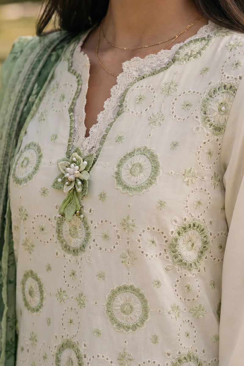White | Zellbury 3pc Unstitched Chikankari