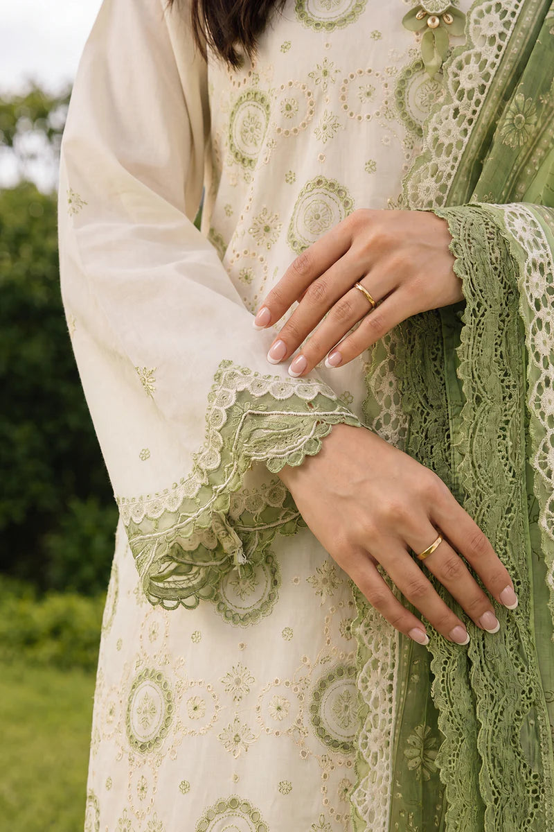 White | Zellbury 3pc Unstitched Chikankari
