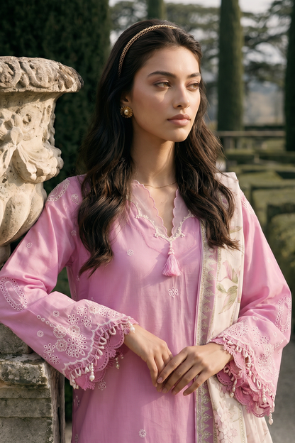 Light Pink | Zellbury 3pc Unstitched Chikankari