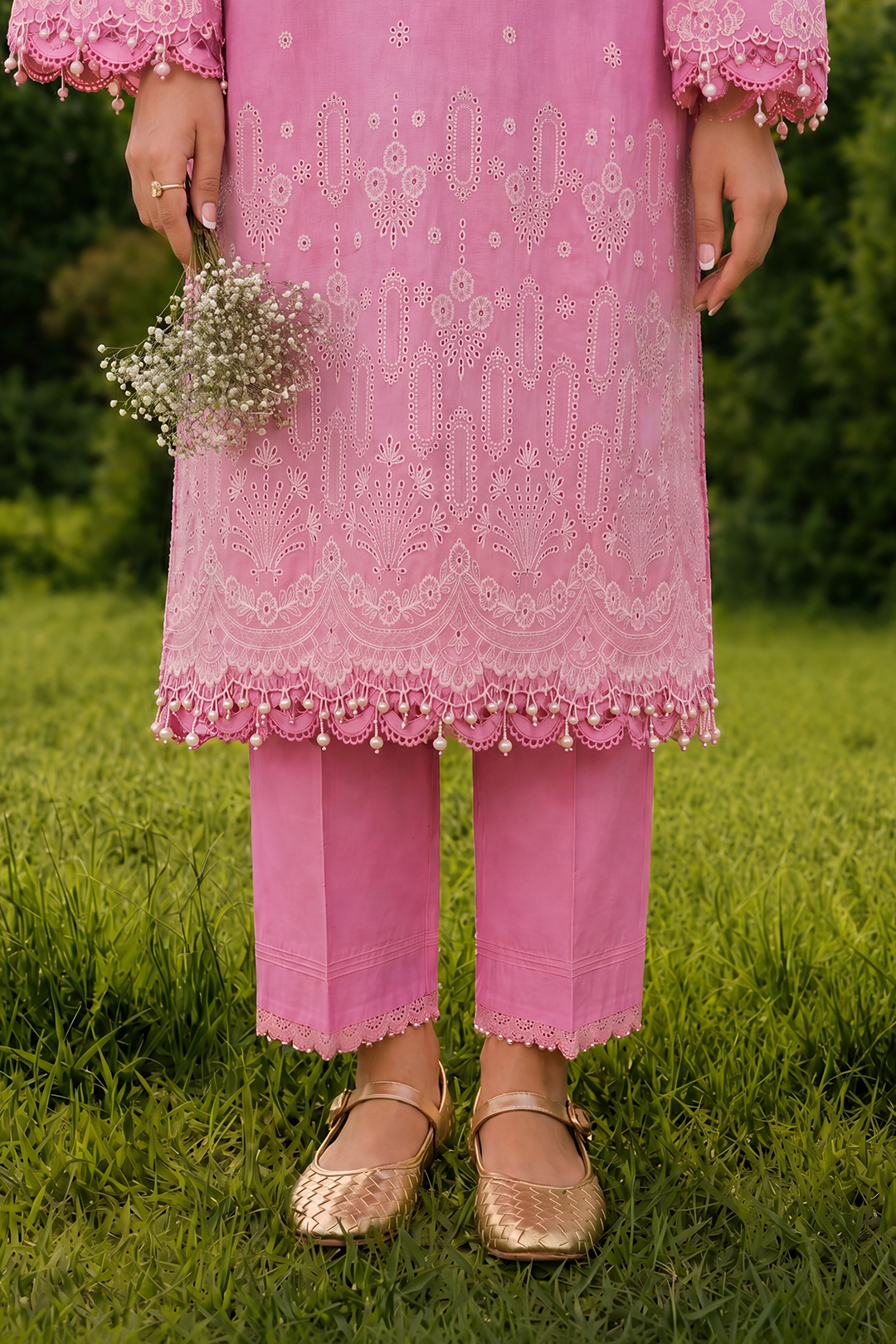 Light Pink | Zellbury 3pc Unstitched Chikankari
