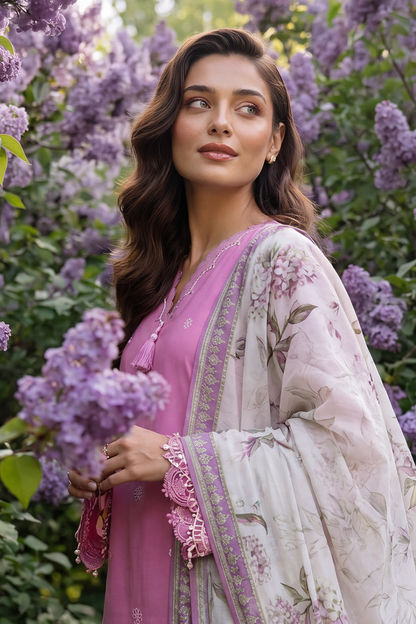 Light Pink | Zellbury 3pc Unstitched Chikankari