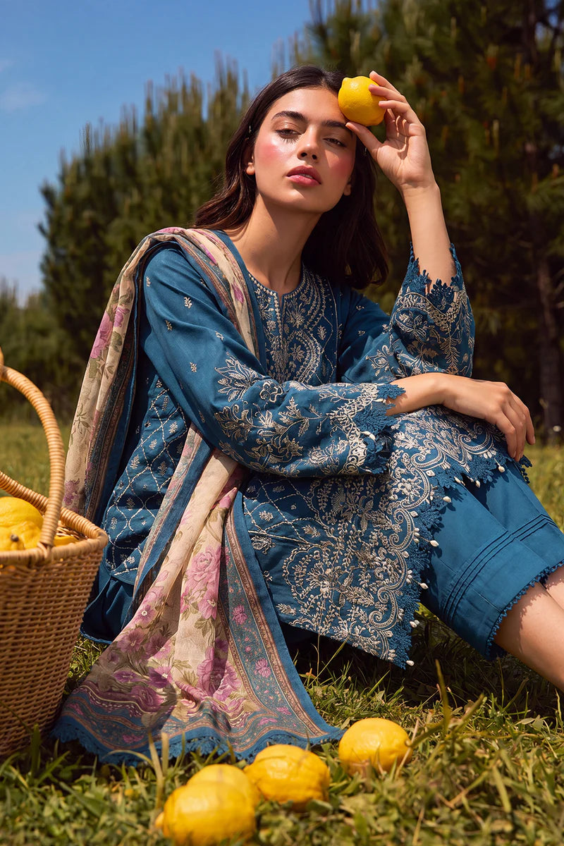 Teal Blue | Zellbury 3pc Unstitched Chikankari