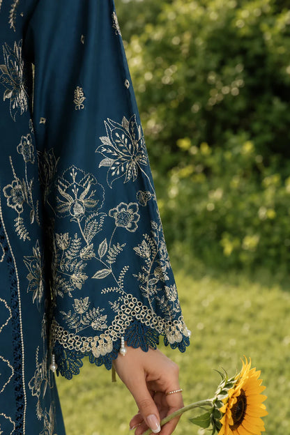 Teal Blue | Zellbury 3pc Unstitched Chikankari
