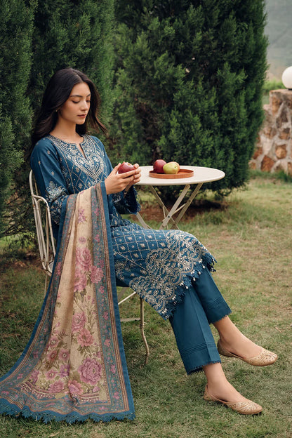 Teal Blue | Zellbury 3pc Unstitched Chikankari